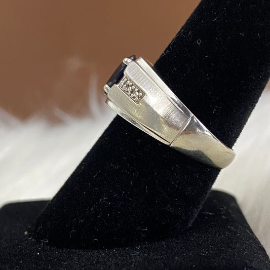 10K White Gold Diamond Fashion Ring Ct Dia/Sapphire / 4gr / Size 8