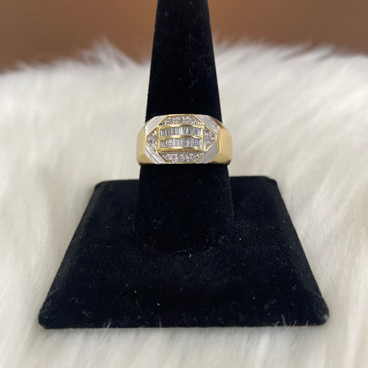 14K Yellow - White Gold Diamond Fashion Ring Ct Dia / 5.2gr / Size 10