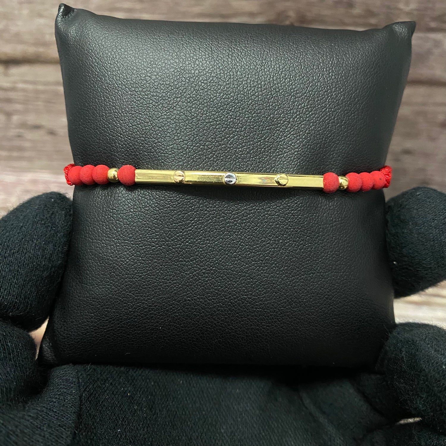 18K Three Colour Gold Tejida Trio Nail Cylinder Bracelet Adjustable / 0.9gr