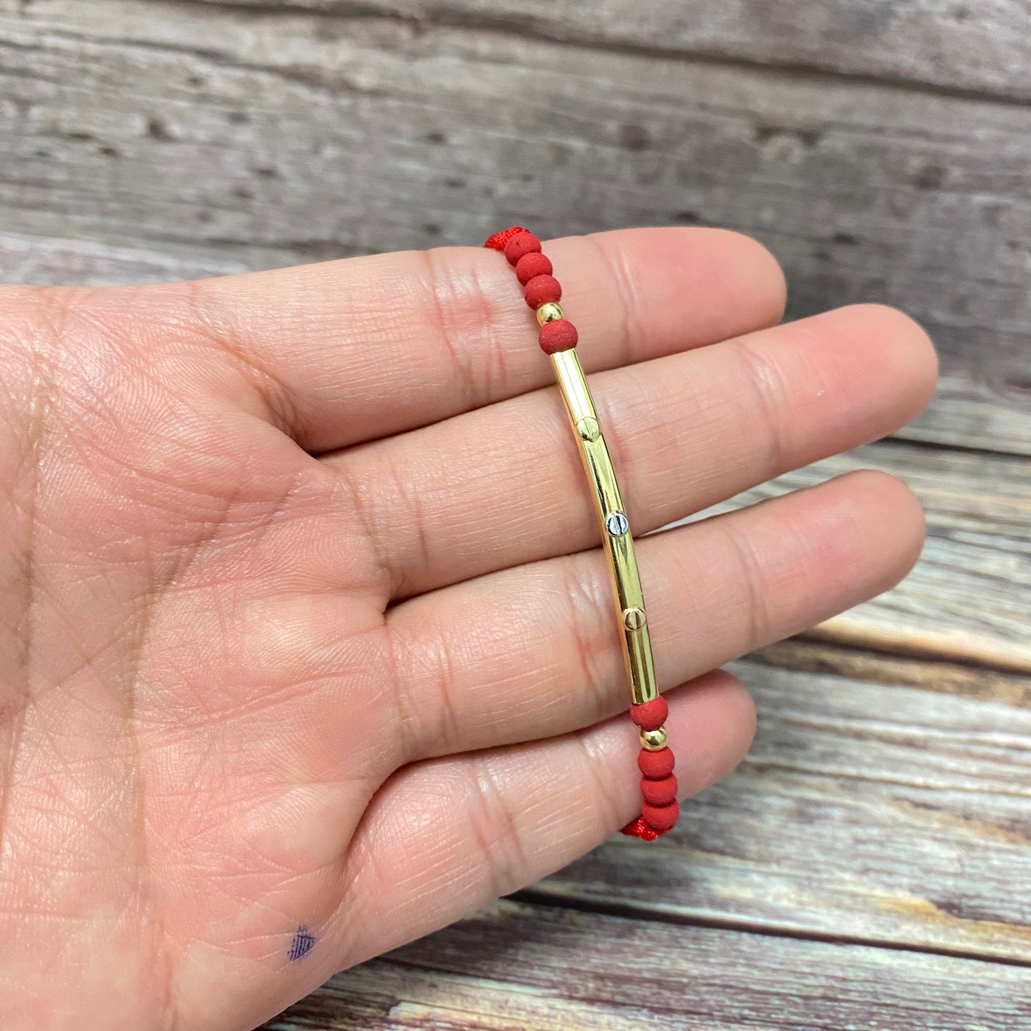 18K Three Colour Gold Tejida Trio Nail Cylinder Bracelet Adjustable / 0.9gr