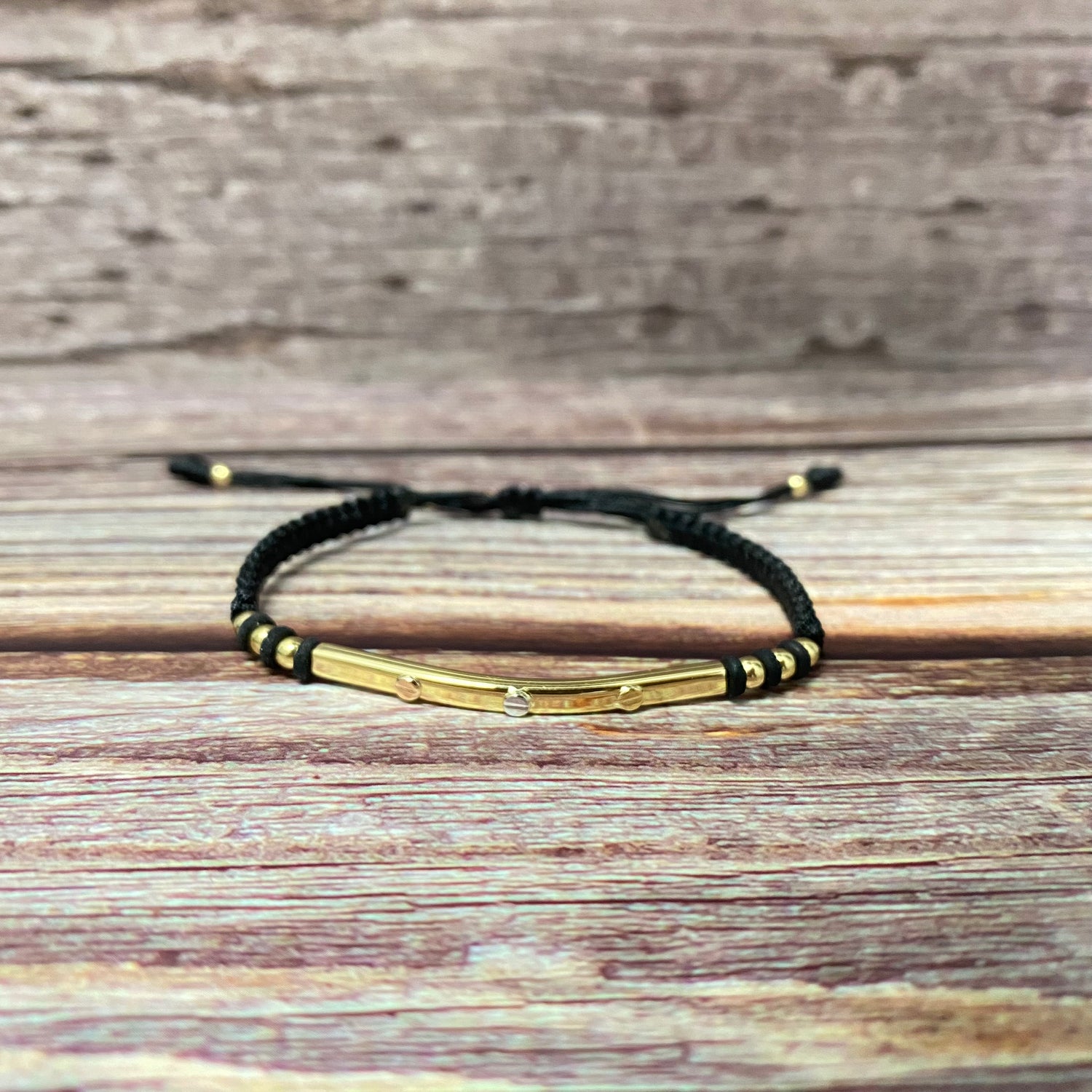 18K Three Colour Gold Tejida Trio Nail Cylinder Bracelet Adjustable / 1.1gr