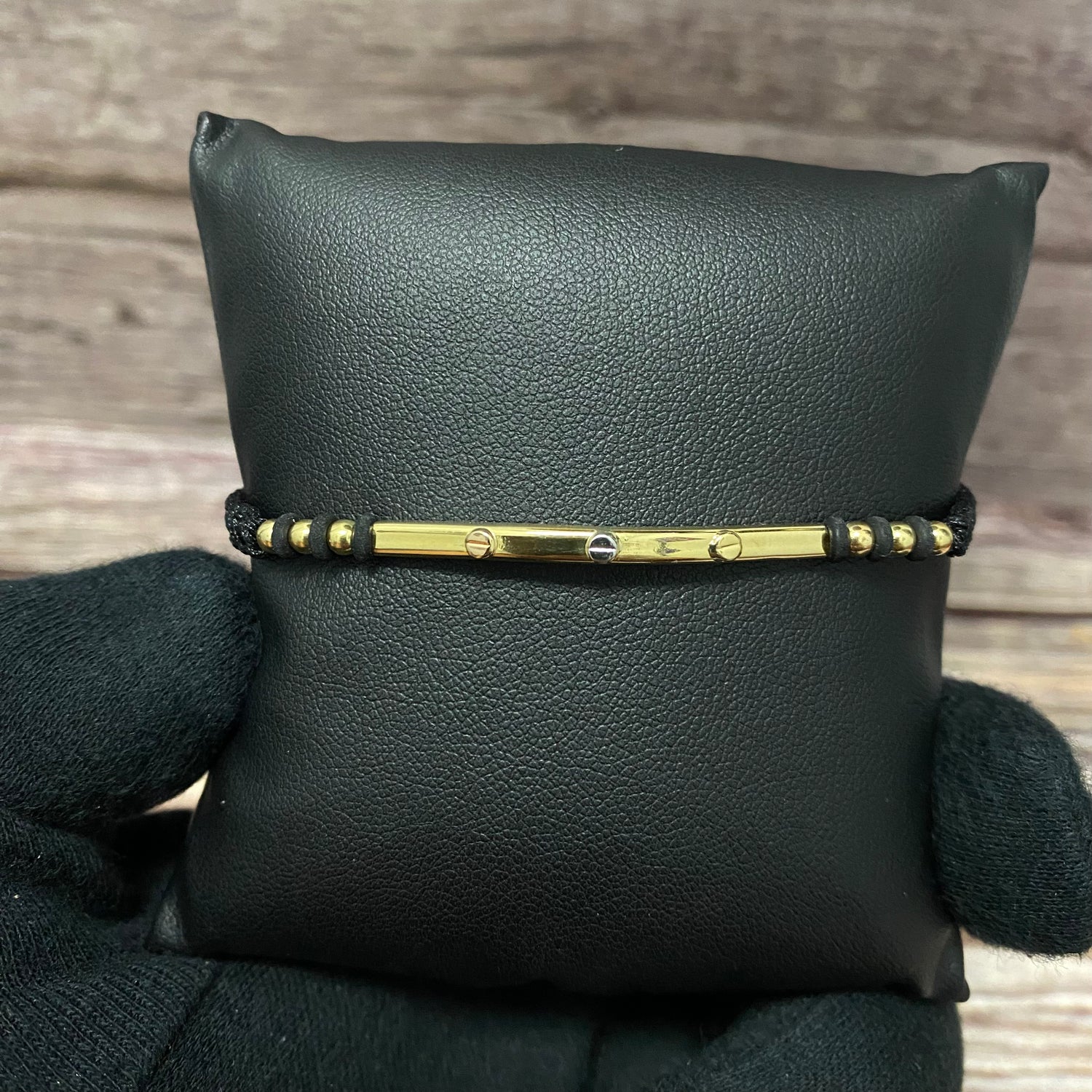 18K Three Colour Gold Tejida Trio Nail Cylinder Bracelet Adjustable / 1.1gr