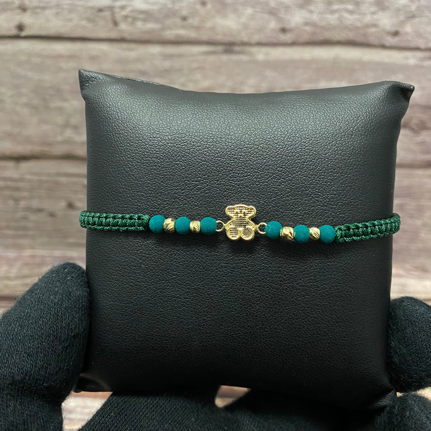 18K Yellow Gold Tejida Baby Textured Ts Bear -Diamond Cut Balls Bracelet Adjustable / 0.79gr