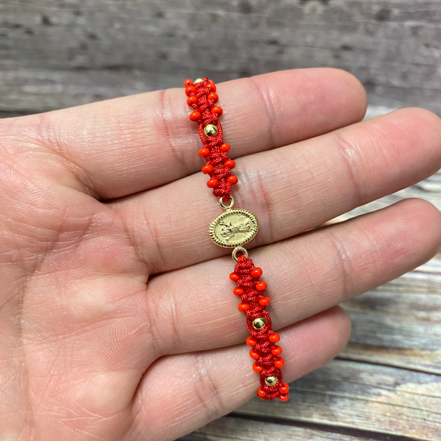18K Yellow Gold Tejida Baby Divine Child-Smooth Balls Bracelet Adjustable / 0.75gr