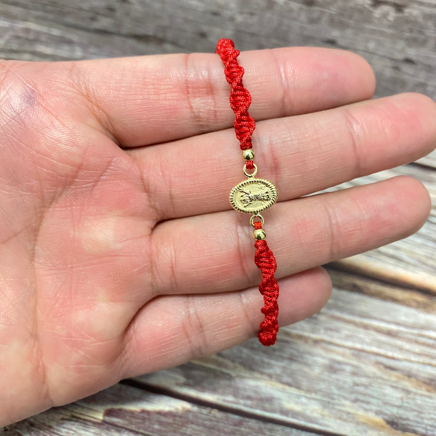 18K Yellow Gold Tejida Divine Child-Smooth Balls Bracelet Adjustable / 0.65gr
