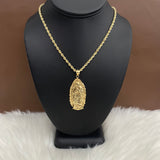 14K Yellow Gold Virgen Guadulupe Pendant / 6.6gr