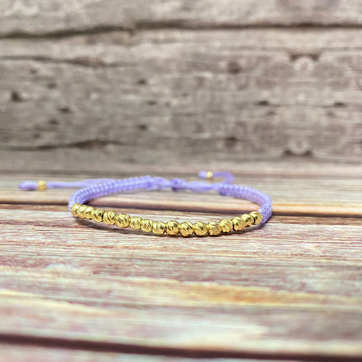 18K Yellow Gold Tejida Luxury-Diamond Cut Balls Bracelet Adjustable / 1gr