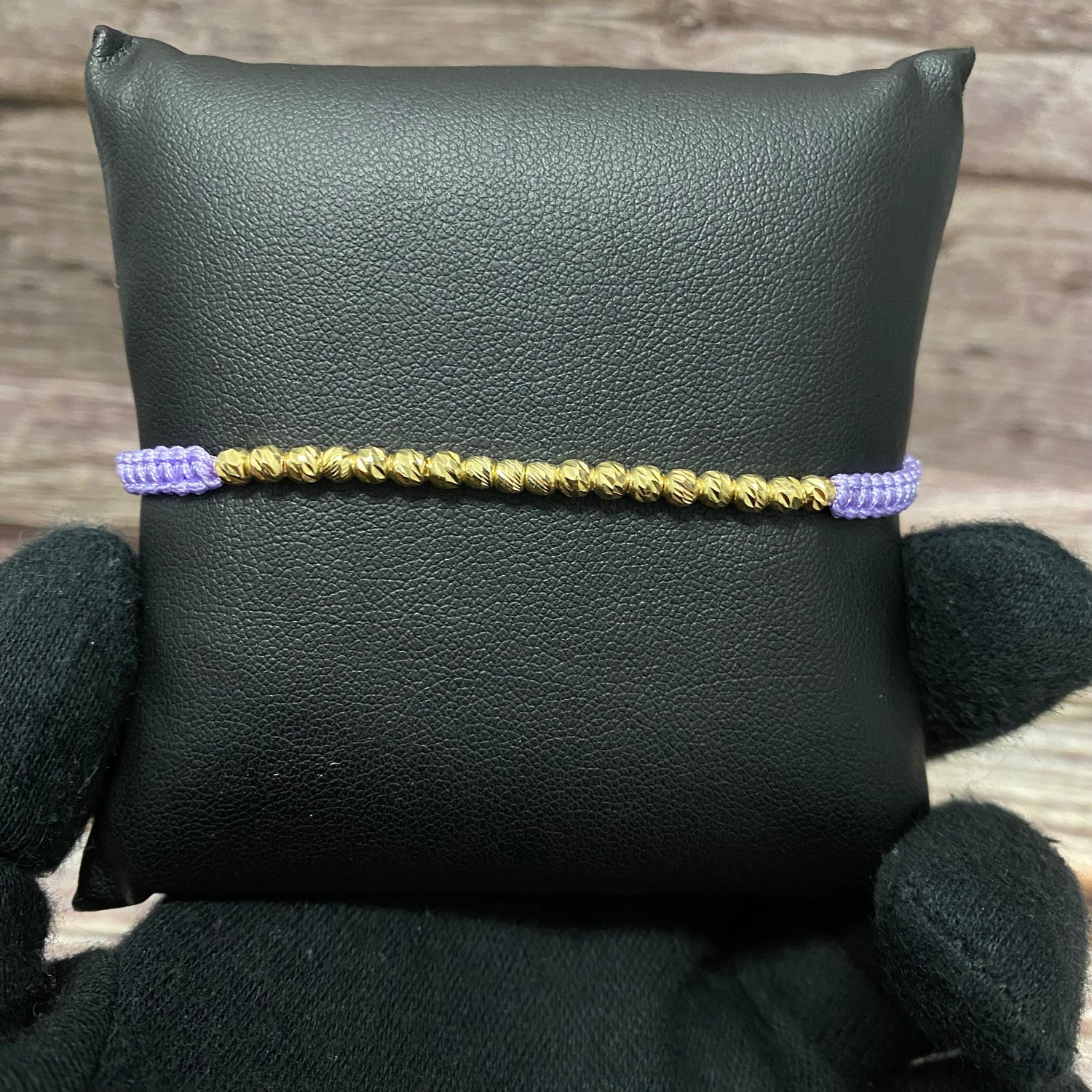 18K Yellow Gold Tejida Luxury-Diamond Cut Balls Bracelet Adjustable / 1gr