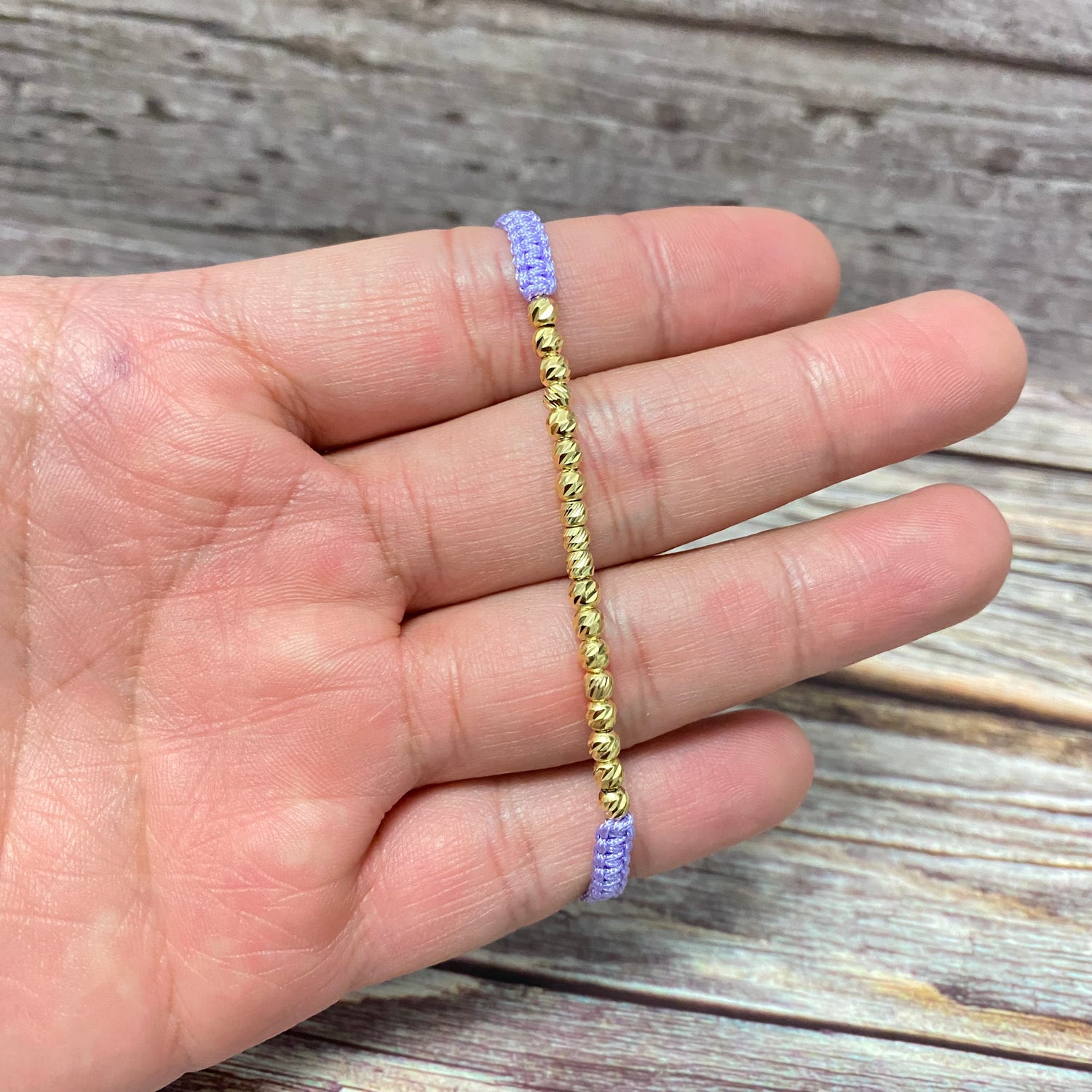 18K Yellow Gold Tejida Luxury-Diamond Cut Balls Bracelet Adjustable / 1gr