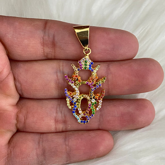 10K Yellow Gold Panther Pendant Color Ct Dia / 6.2gr