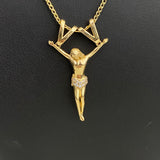 14K Yellow Gold Christ Pendant With Zircons / 3.7gr