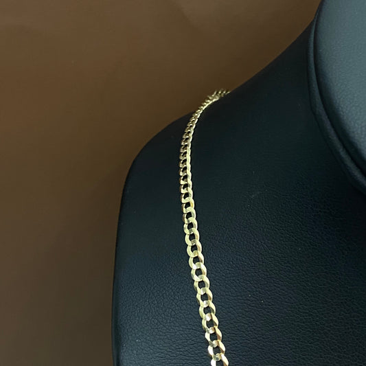 10K Yellow Gold American Cuban Link Chain / 4gr / 2.6mm / 22in