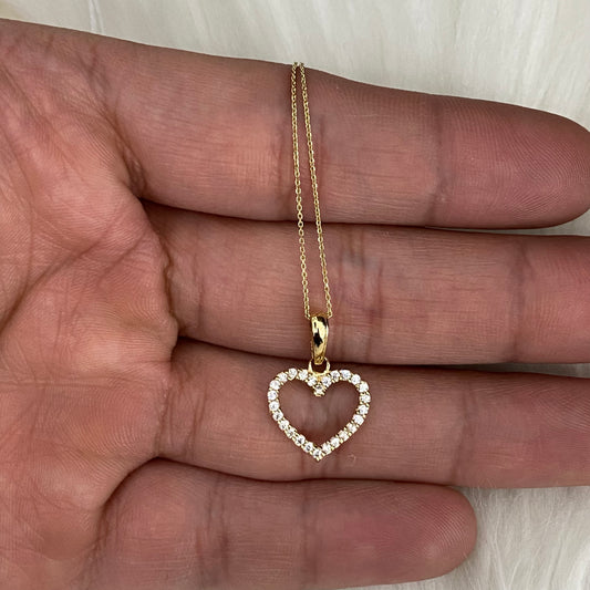 14K Yellow Gold Diamond Heart Jewelry Set Ct Dia/Sapphire / 2.4gr / 0.5mm / 16in