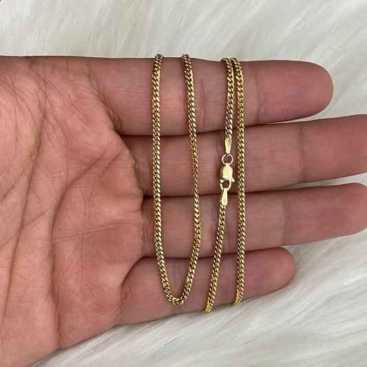 14K Yellow Gold Cuban Link Chain / 7.4gr / 2mm / 22in