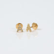 18K Yellow Gold Letter A Stud Earrings With Zircons / 0.7gr / 6mm