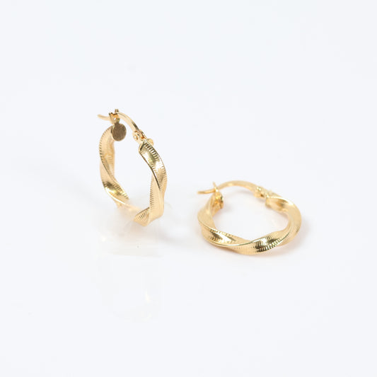 18K Yellow Gold Luxury Hoop Earrings / 2.01gr