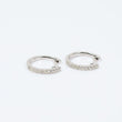 14K White Gold Diamond Luxury Hoop Earrings 0.49Ct / 2.4gr