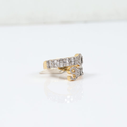 10K Yellow Gold Diamond Letter S With Heart Ring 0.95Ct Dia / 4.8gr / Size 6.5