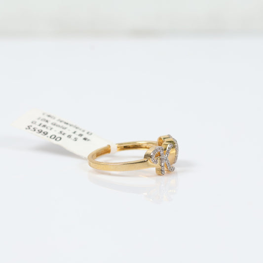 10K Yellow Gold Diamond Heart - Letter K Ring 0.18Ct Dia / 1.8gr / Size 6.5