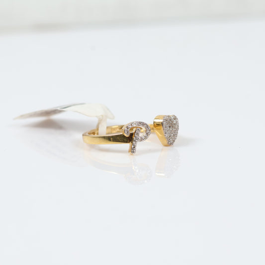 10K Yellow Gold Diamond Heart - Letter P Ring 0.18Ct Dia / 1.7gr / Size 6.5