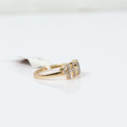 10K Yellow Gold Diamond Heart - Letter H Ring 0.18Ct Dia / 1.8gr / Size 6.5