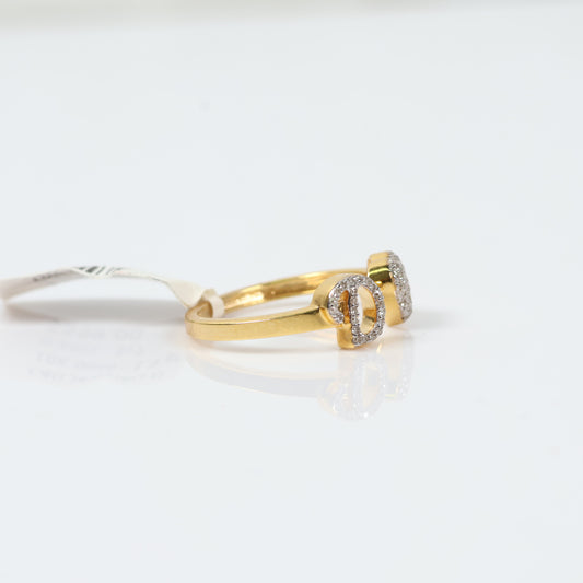 10K Yellow Gold Diamond Heart - Letter D Ring 0.20Ct Dia / 1.9gr / Size 7