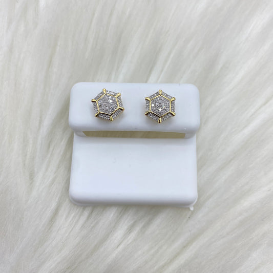10K Yellow Gold Diamond Fashion Stud Earrings 0.22Ct Dia / 1.65gr