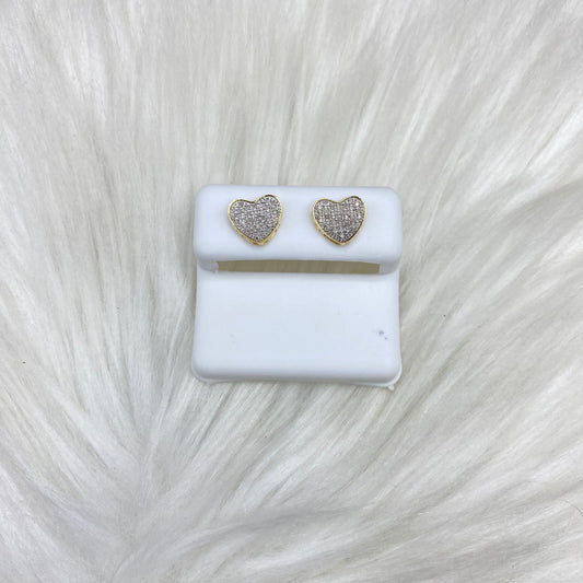 10K Yellow Gold Diamond Heart Stud Earrings 0.29Ct Dia / 1.28gr