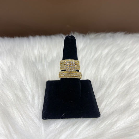 10K Yellow Gold Diamond Luxury Trio Engagement Ring 3.53Ct Dia / 8.3gr / Size 7W/10M