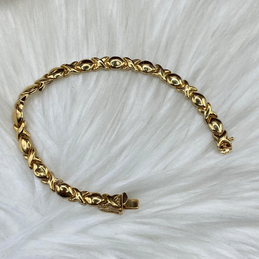 14K Yellow Gold Xoxo Bracelet / 4.8gr / 6mm / 7in