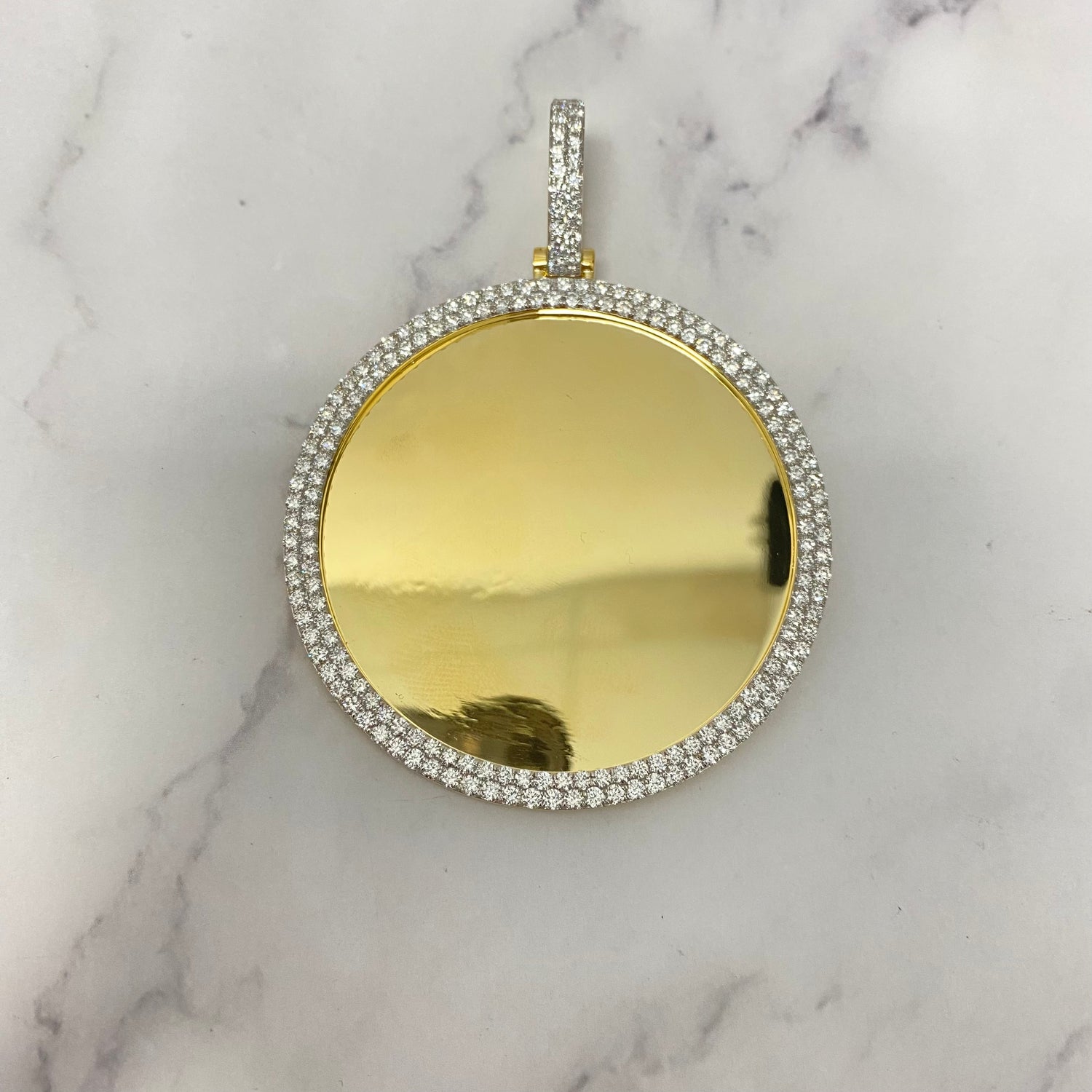 10K Yellow Gold Diamond Memorial Pendant 5.09Ct Dia / 19.16gr / 3-2.2in
