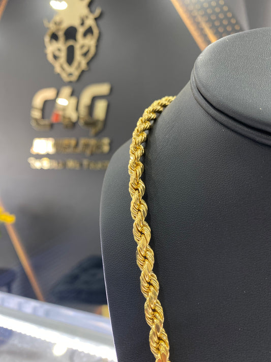 10K Yellow Gold Rope Chain / 24gr / 6.4mm / 30in