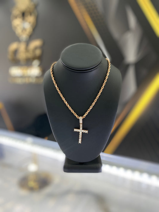 10K Rose Gold Cross Jewelry Set Ct Dia Vvs / 38.8gr / 4mm / 21in