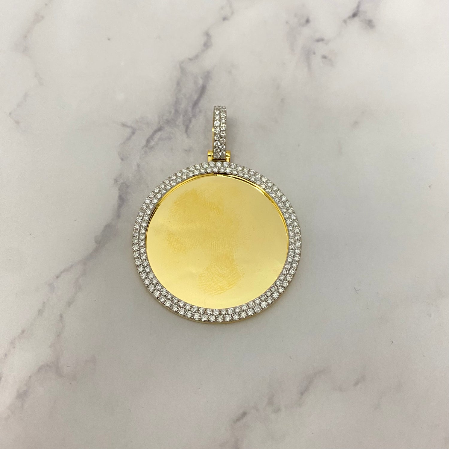 10K Yellow Gold Diamond Memorial Pendant 2.05Ct Dia / 7.92gr / 2-1.5in
