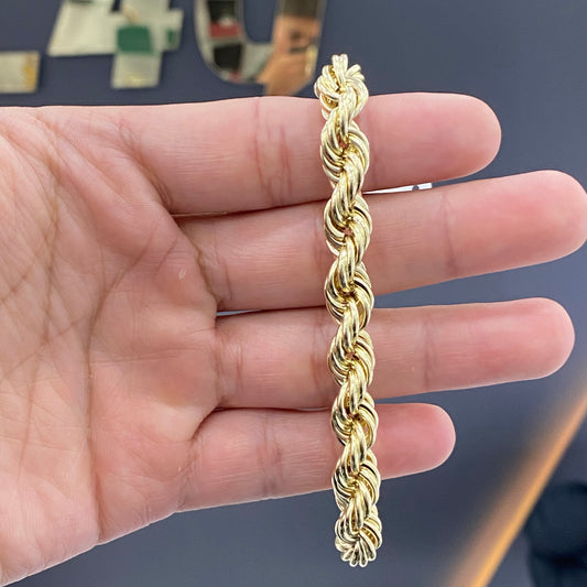 14K Yellow Gold Rope Bracelet / 12.7gr / 9mm / 8in