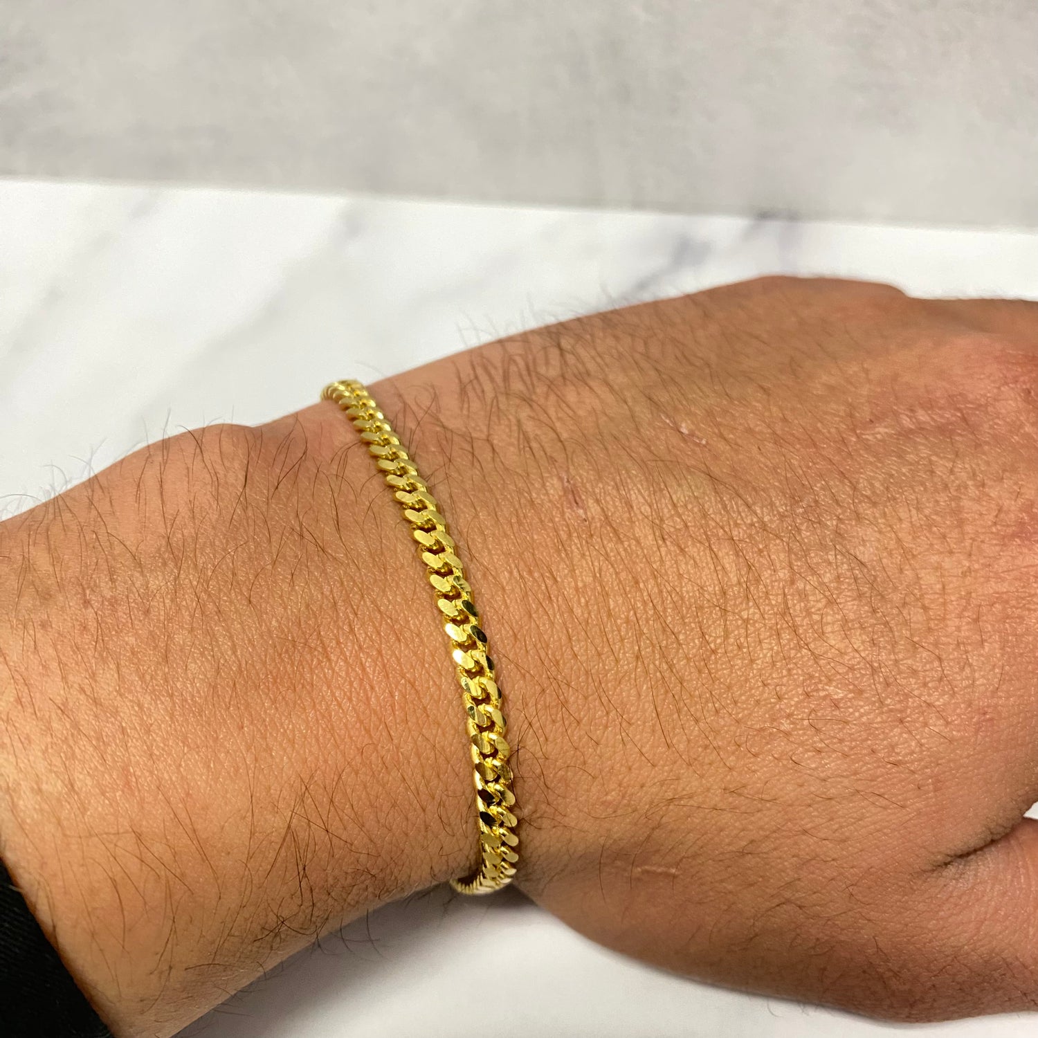 10K Yellow Gold Bracelet Micro Cuban / 10.73gr / 4.1mm / 8.5in