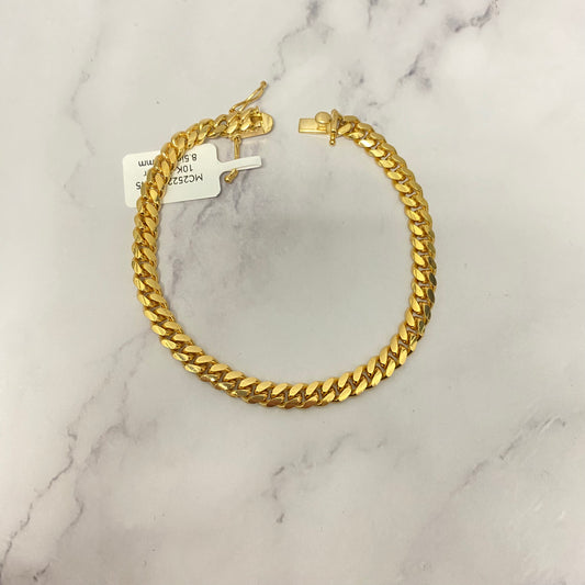 10K Yellow Gold Bracelet Micro Cuban / 24.3gr / 6.3mm / 8.5in