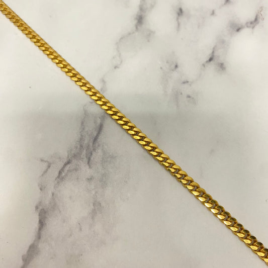 10K Yellow Gold Anklet Micro Cuban / 13.18gr / 4.1mm / 10 1/4in