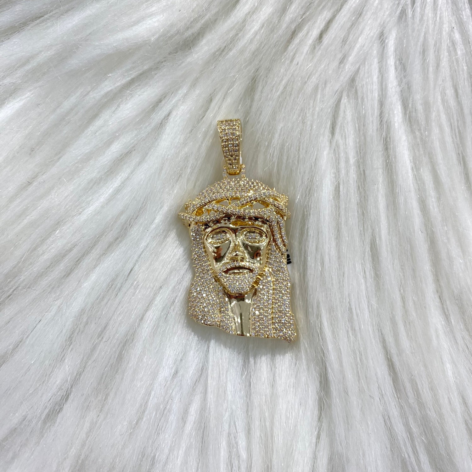 10K Yellow Gold Diamond Jesus Face Pendant 0.86Ct Dia / 7.6gr