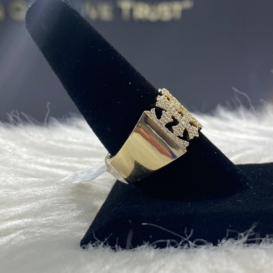 14K Yellow Gold Diamond Cross Ring 1.43Ct Dia / 8.8gr / Size 10