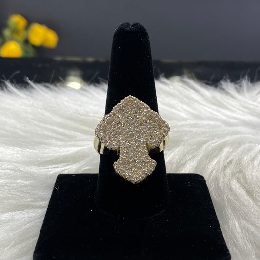 10K Yellow Gold Diamond Cross Ring 2.11Ct Dia / 10.6gr / Size 10