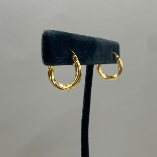10K Yellow Gold Braided Fashion Hoop Earrings / 0.9gr