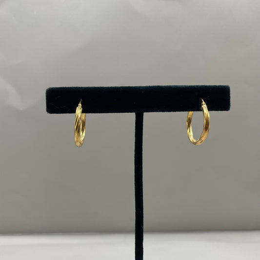 10K Yellow Gold Braided Fashion Hoop Earrings / 1.3gr