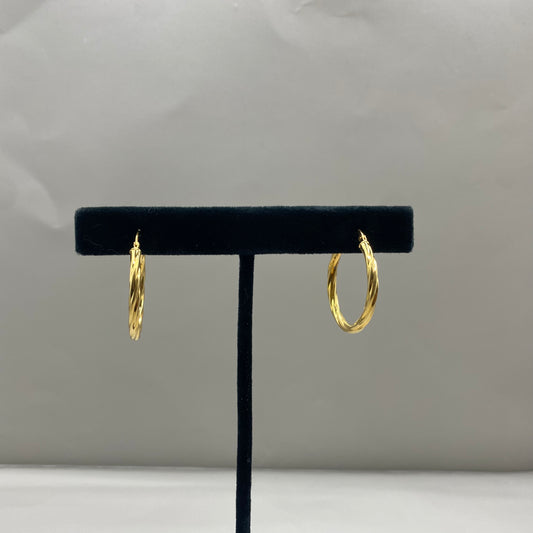 10K Yellow Gold Braided Fashion Hoop Earrings / 1.6gr