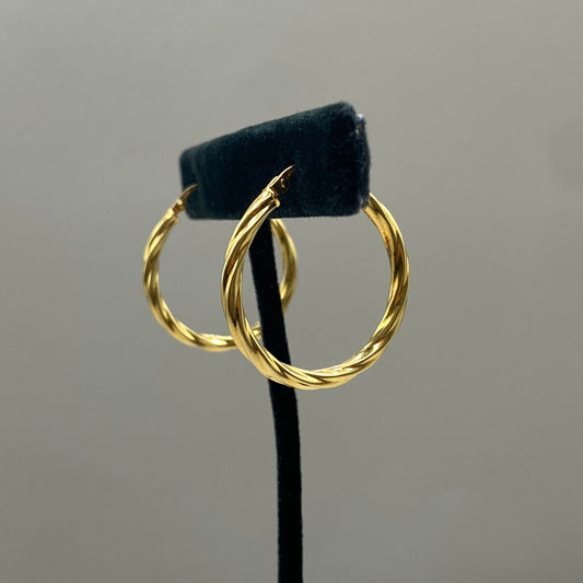 10K Yellow Gold Braided Fashion Hoop Earrings / 1.6gr