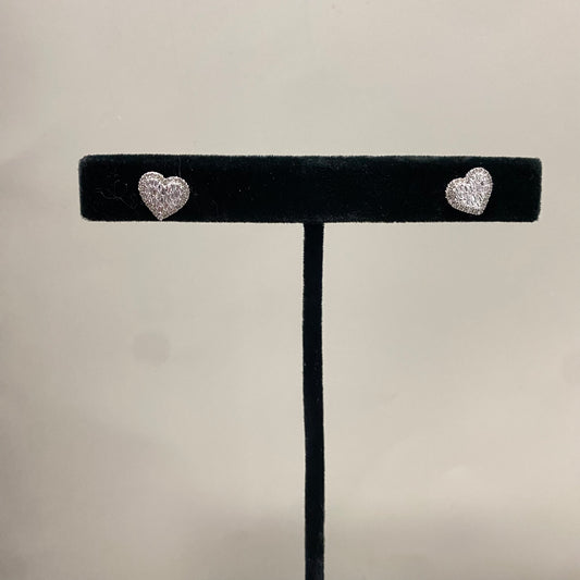10K White Gold Diamond Heart  Stud Earrings 0.49Ct Dia / 1.5gr