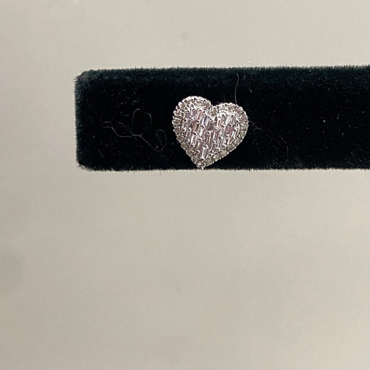 10K White Gold Diamond Heart  Stud Earrings 0.49Ct Dia / 1.5gr