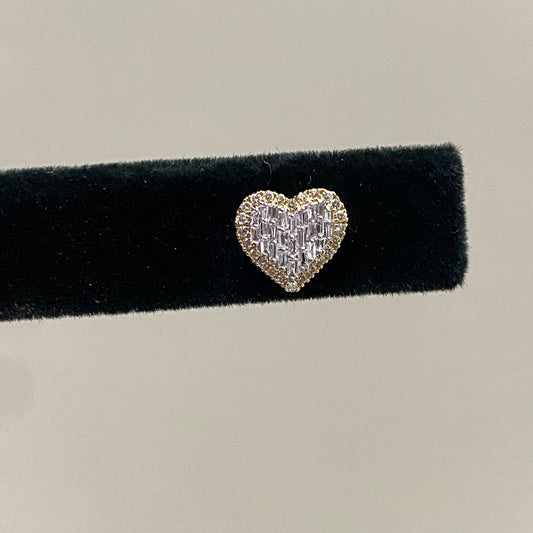 10K Yellow Gold Diamond Heart Stud Earrings 0.50Ct Dia / 1.5gr