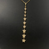 18K Yellow Gold Stars Jewelry Set With Zircons / 3.7gr / 0.6mm / 16in