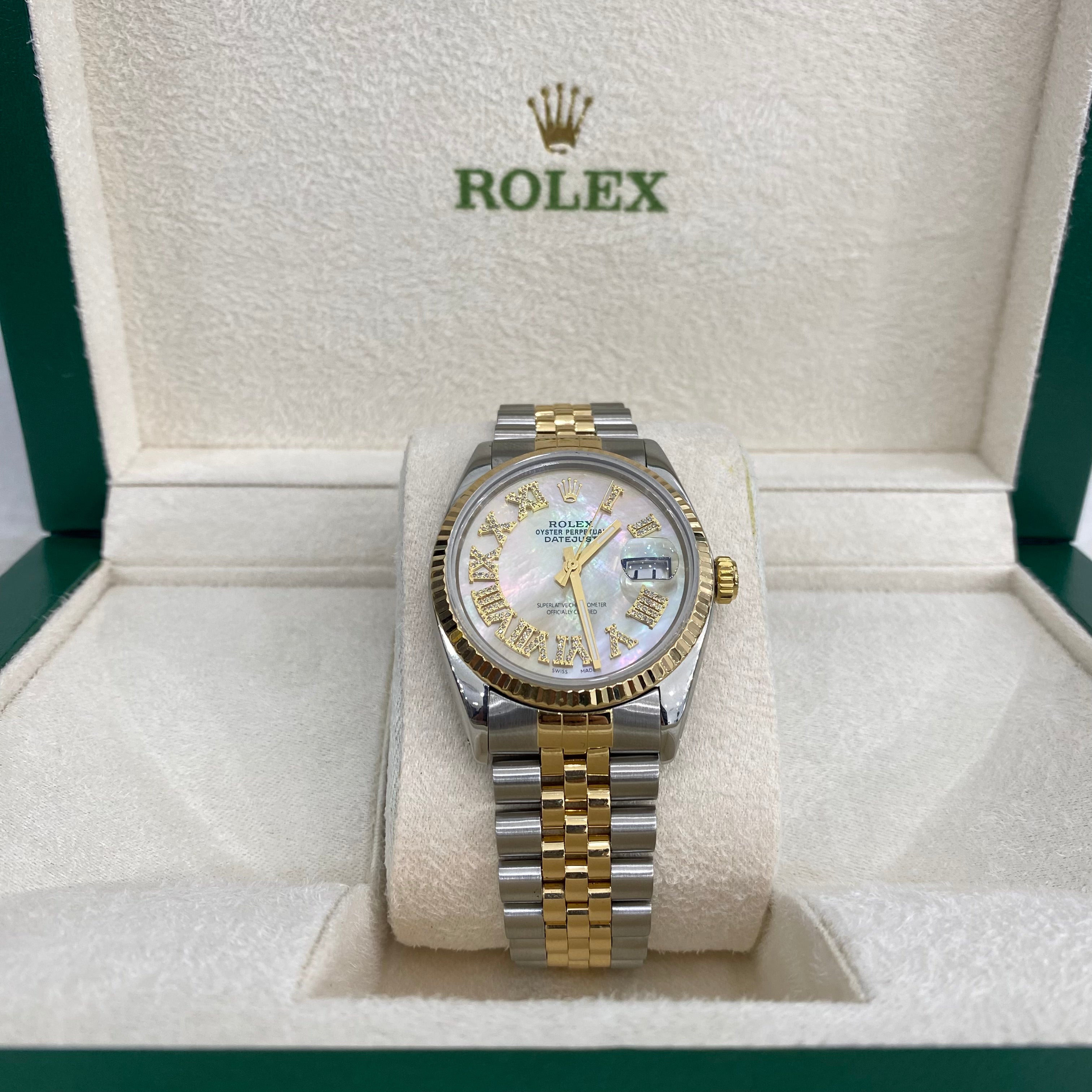 Rolex Date Just 36Mm Dia Dial Roman # Two Tone 18K